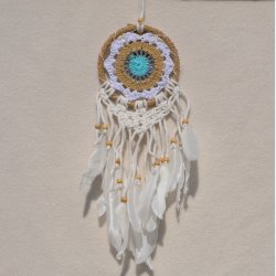 Drmmefanger - turkis, gr, beige og hvid