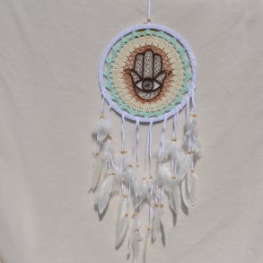 Dr�mmefanger med flerfarvet Hamsa og det bl� �je