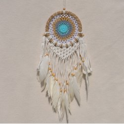 Drmmefanger - turkis, gr, beige og hvid