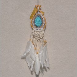 Drmmefanger - turkis, gr, beige og hvid