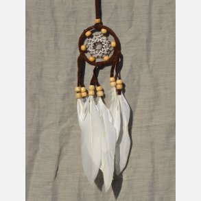 Dr�mmefanger - brun med l�der og tr�perler