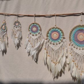 Drmmefanger - hvid, fersken, lilla, turkis og mint