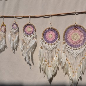 Drmmefanger - hvid, lyserd og lilla