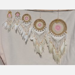 Drmmefanger - lyserd, hvid og beige