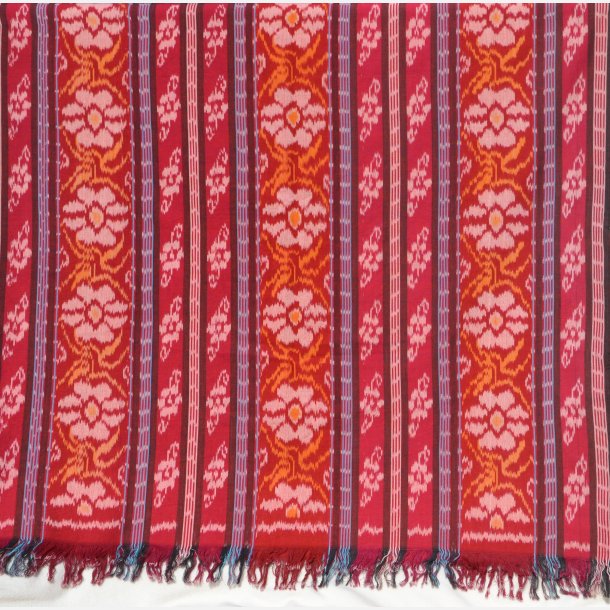 Ikat tekstil flowery - orange, lyng og lilla