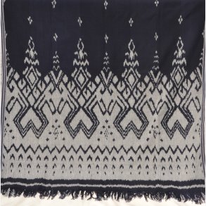 Ikat tekstil - mrkebl og gr