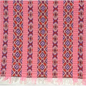 Ikat tekstil - pink, rd, lilla og bl