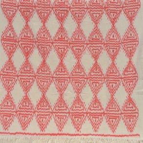 Ikat tekstil med romber - rhvid og rd