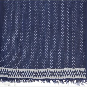 Ikat tekstil med prikker - bl og gr