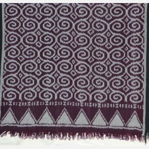 Ikat tekstil med snirkler - lilla og gr