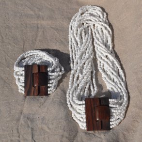 Perlearmb�nd og -halsk�de - Hvid